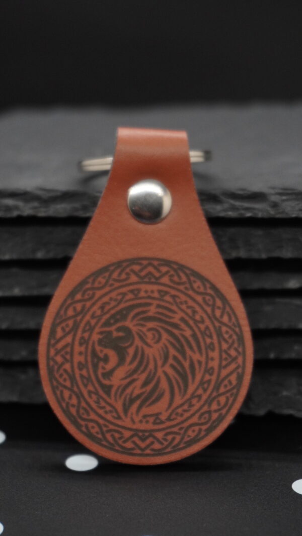 Leather Teardrop Keychain Red - Image 5