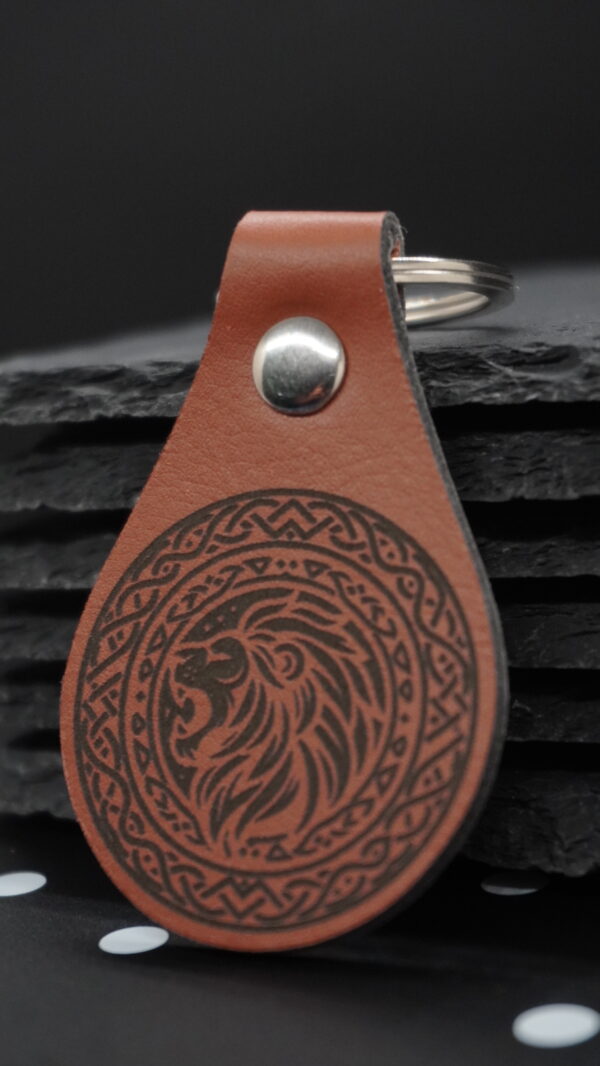 Leather Teardrop Keychain Red - Image 4