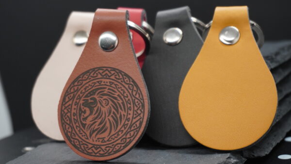 Leather Teardrop Keychain Red - Image 2